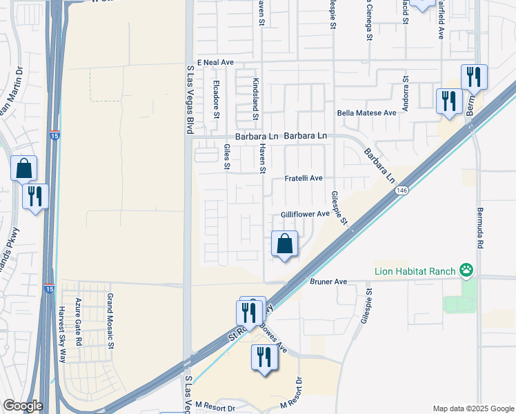 map of restaurants, bars, coffee shops, grocery stores, and more near 11852 Montclair Park Court in Las Vegas