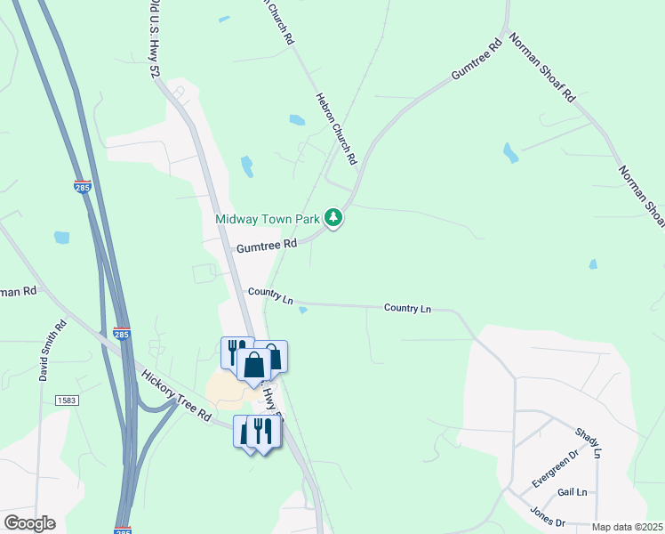map of restaurants, bars, coffee shops, grocery stores, and more near 125 Gumtree Road in Winston-Salem