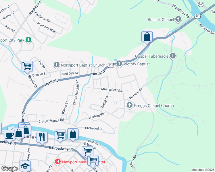 map of restaurants, bars, coffee shops, grocery stores, and more near 207 Front Street in Newport