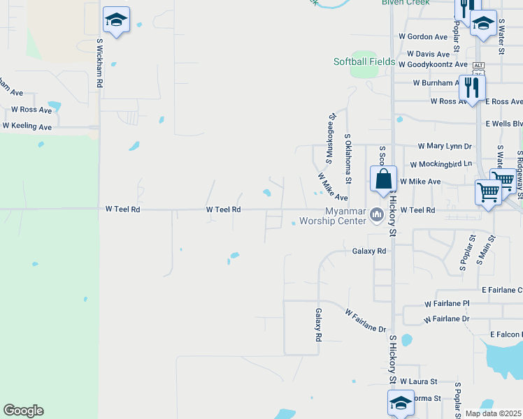 map of restaurants, bars, coffee shops, grocery stores, and more near 1111 West Teel Road in Sapulpa