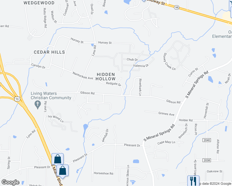map of restaurants, bars, coffee shops, grocery stores, and more near 3215 Gibson Road in Durham