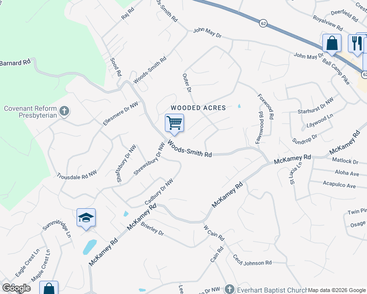 map of restaurants, bars, coffee shops, grocery stores, and more near 6032 Autumn Oaks Lane in Knoxville