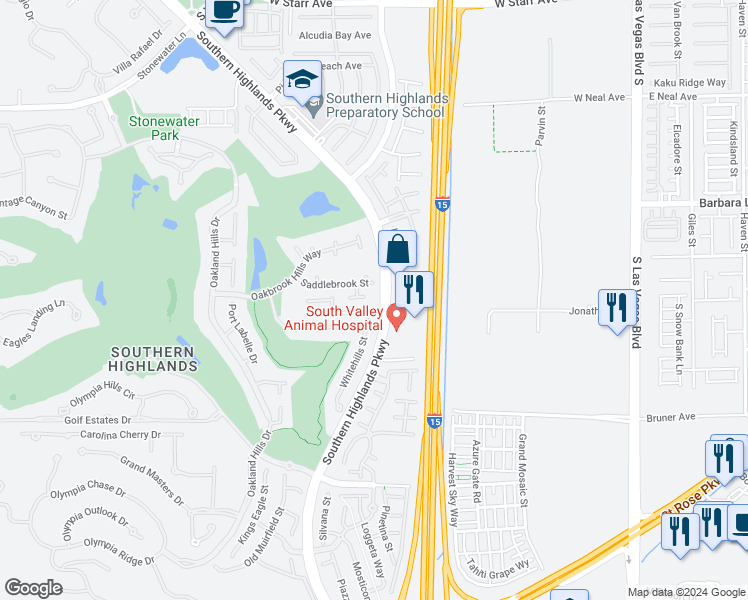 map of restaurants, bars, coffee shops, grocery stores, and more near 3255 Birchwood Park Circle in Las Vegas