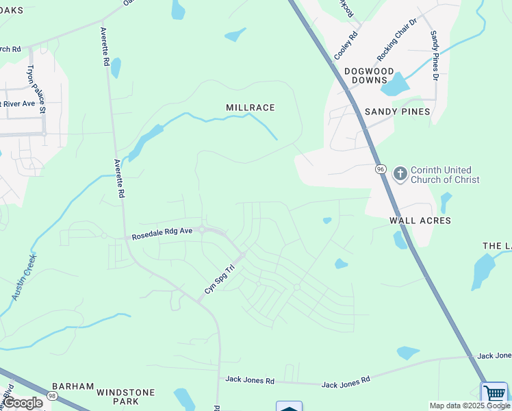 map of restaurants, bars, coffee shops, grocery stores, and more near 300 Canyon Spring Trail in Wake Forest