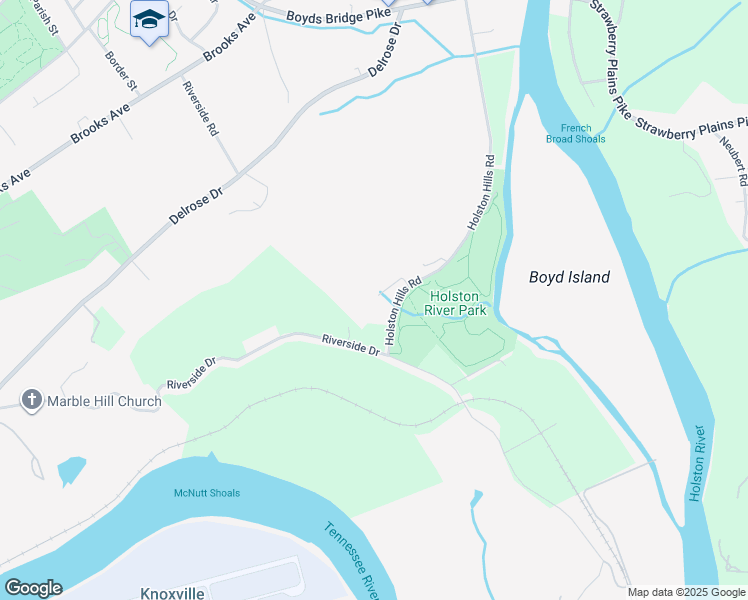 map of restaurants, bars, coffee shops, grocery stores, and more near 3204 River Maple Way in Knoxville