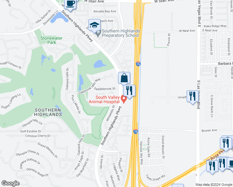 map of restaurants, bars, coffee shops, grocery stores, and more near 3255 Birchwood Park Circle in Las Vegas