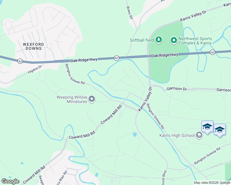 map of restaurants, bars, coffee shops, grocery stores, and more near 3113 Creekbend Lane in Knoxville