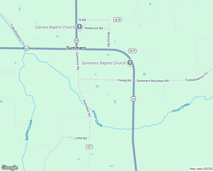 map of restaurants, bars, coffee shops, grocery stores, and more near 22100 Young Road in Summers