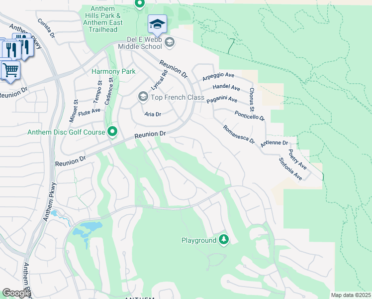 map of restaurants, bars, coffee shops, grocery stores, and more near 9 Ibis Court in Henderson