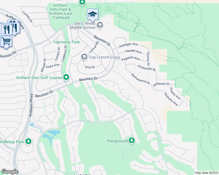 map of restaurants, bars, coffee shops, grocery stores, and more near 9 Ibis Court in Henderson