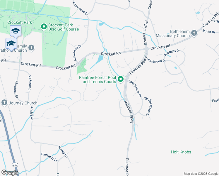map of restaurants, bars, coffee shops, grocery stores, and more near Lost Hollow Drive in Brentwood