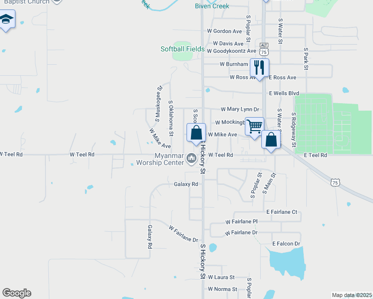 map of restaurants, bars, coffee shops, grocery stores, and more near 2013 South Independence Street in Sapulpa