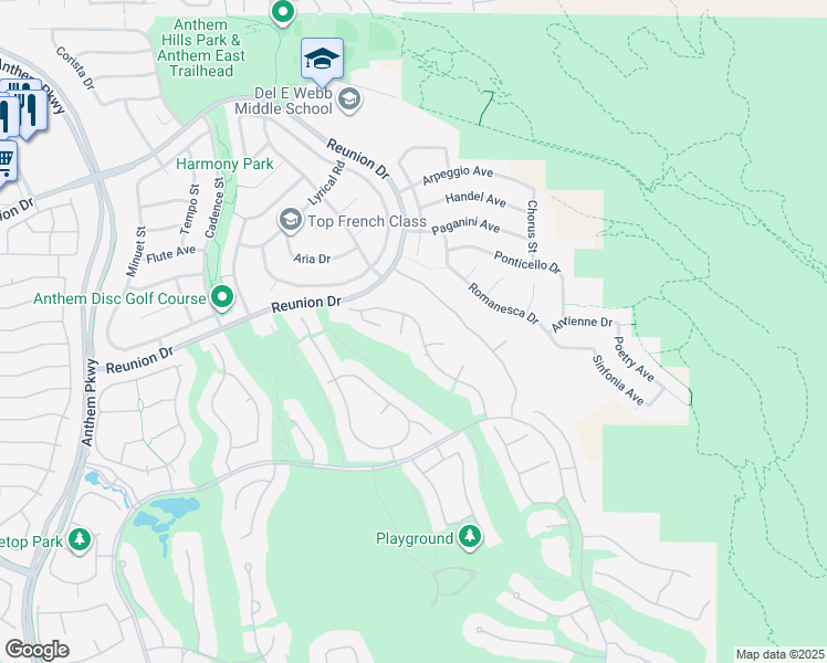 map of restaurants, bars, coffee shops, grocery stores, and more near 29 Desert Highlands Drive in Henderson
