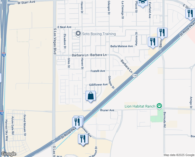 map of restaurants, bars, coffee shops, grocery stores, and more near 11868 Partenio Court in Las Vegas