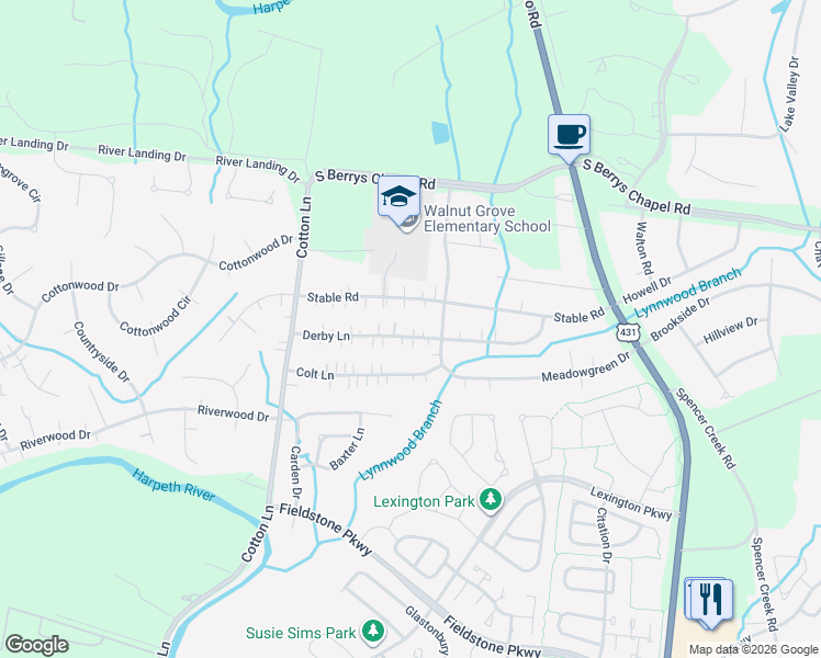 map of restaurants, bars, coffee shops, grocery stores, and more near 314 Derby Lane in Franklin