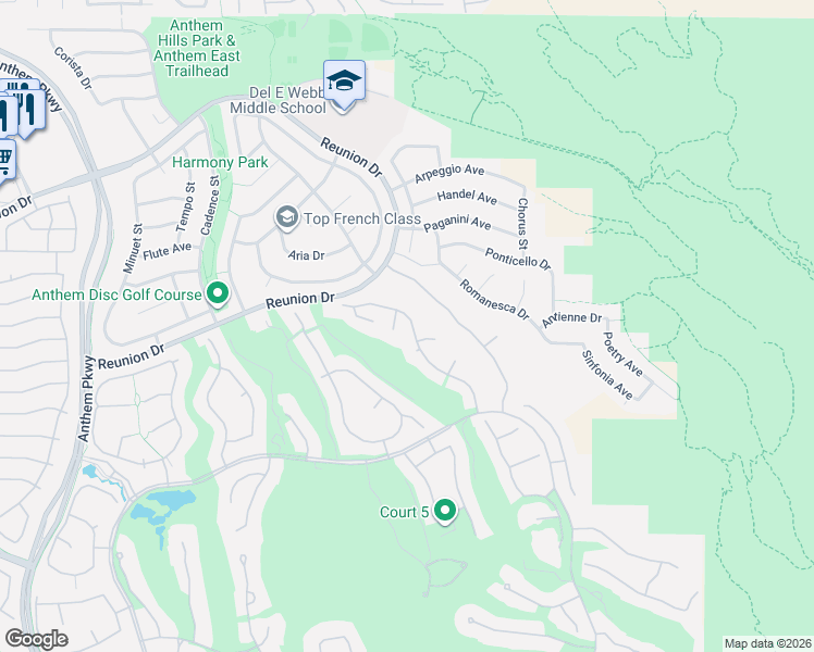 map of restaurants, bars, coffee shops, grocery stores, and more near 25 Desert Highlands Drive in Henderson