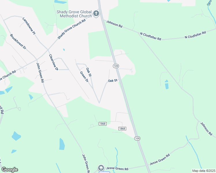 map of restaurants, bars, coffee shops, grocery stores, and more near 1255 Oak Street in High Point