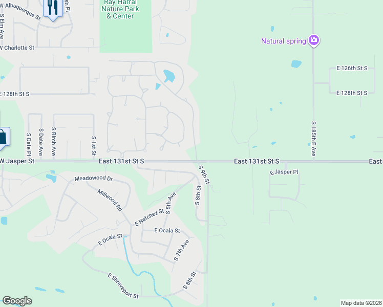 map of restaurants, bars, coffee shops, grocery stores, and more near 7816 South 7th Street, in Broken Arrow