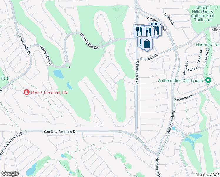 map of restaurants, bars, coffee shops, grocery stores, and more near 2600 Cervino Circle in Henderson