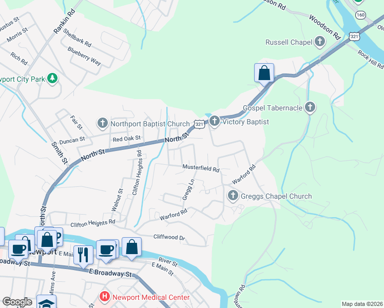 map of restaurants, bars, coffee shops, grocery stores, and more near 207 Front Street in Newport