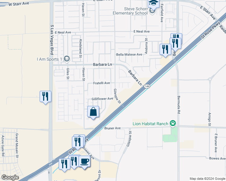 map of restaurants, bars, coffee shops, grocery stores, and more near 11868 Bella Luna Street in Las Vegas