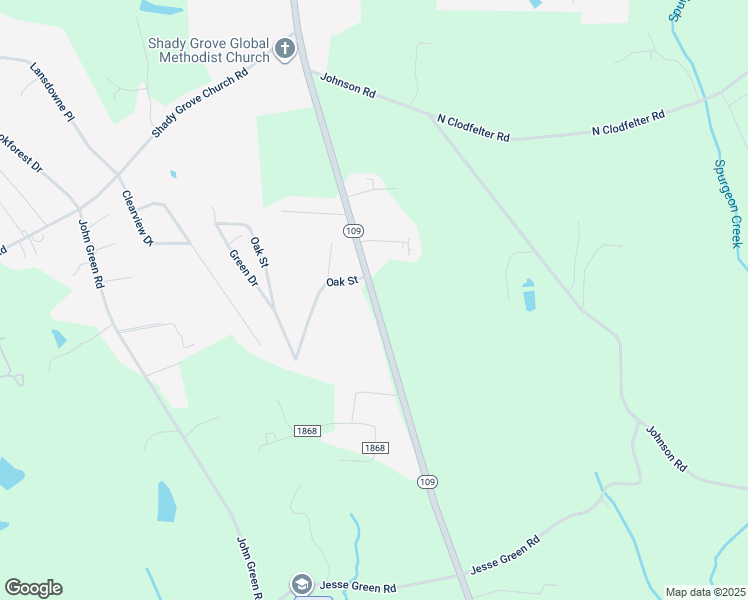 map of restaurants, bars, coffee shops, grocery stores, and more near North Carolina 109 in High Point