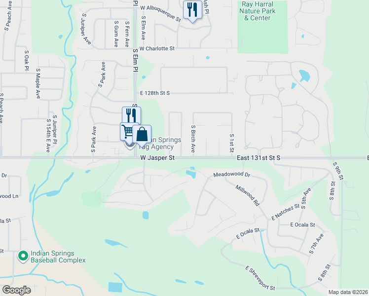 map of restaurants, bars, coffee shops, grocery stores, and more near 8209 South Date Avenue in Broken Arrow