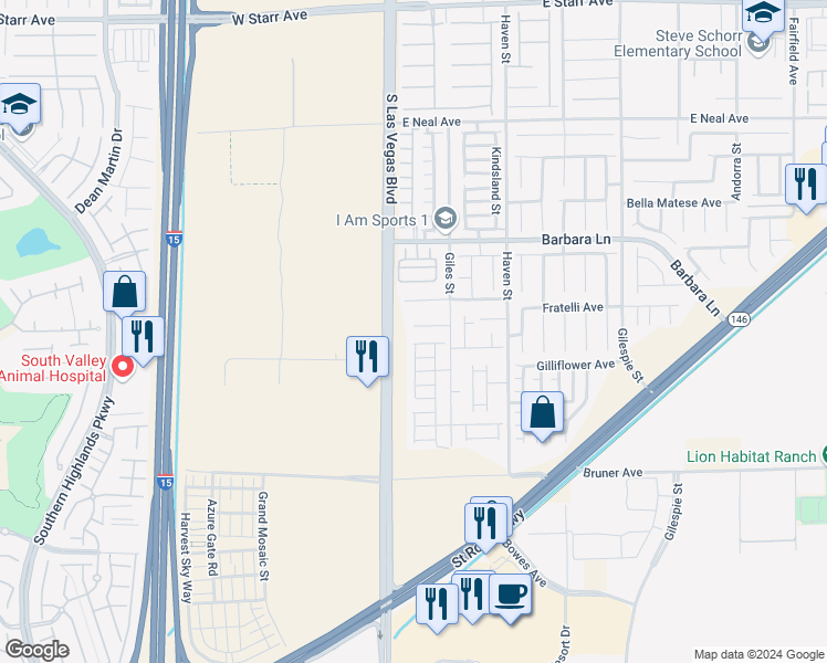 map of restaurants, bars, coffee shops, grocery stores, and more near 2 South Las Vegas Boulevard in Las Vegas
