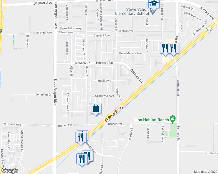 map of restaurants, bars, coffee shops, grocery stores, and more near 11858 Principi Court in Las Vegas