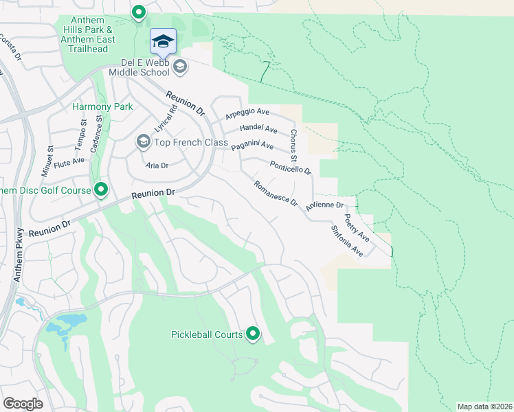 map of restaurants, bars, coffee shops, grocery stores, and more near 1413 Romanesca Drive in Henderson