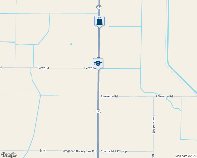 map of restaurants, bars, coffee shops, grocery stores, and more near 5097 Arkansas 135 in Paragould