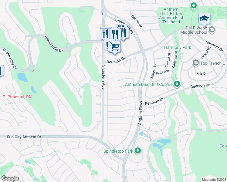 map of restaurants, bars, coffee shops, grocery stores, and more near 2578 Woodson Avenue in Henderson