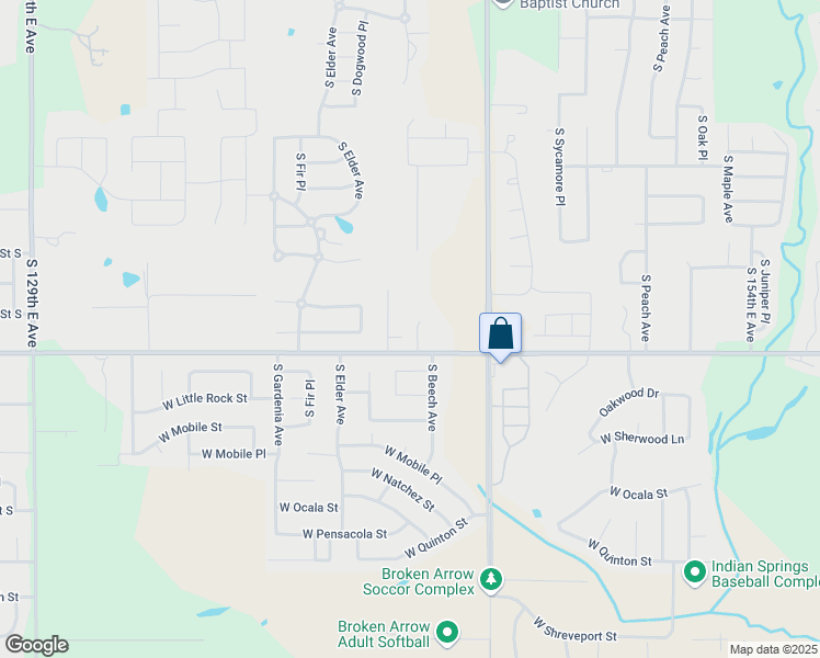 map of restaurants, bars, coffee shops, grocery stores, and more near 13000 143rd East Avenue in Broken Arrow