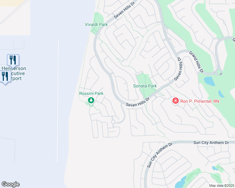 map of restaurants, bars, coffee shops, grocery stores, and more near 1425 Via Savona Drive in Henderson