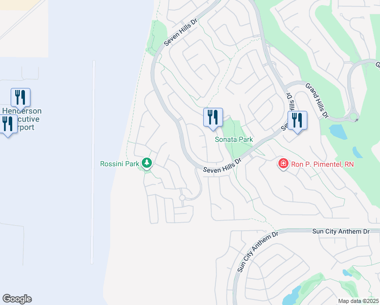 map of restaurants, bars, coffee shops, grocery stores, and more near 1425 Via Savona Drive in Henderson