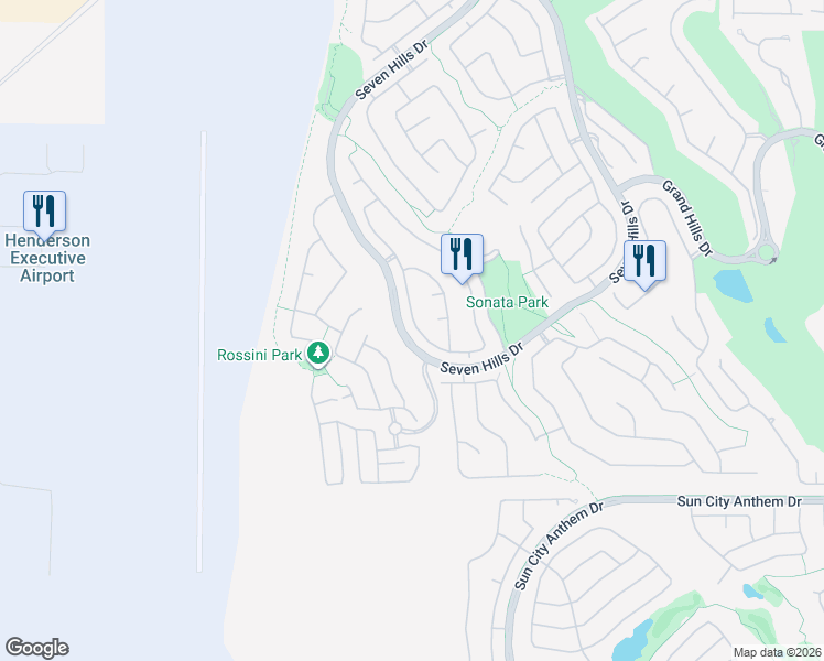 map of restaurants, bars, coffee shops, grocery stores, and more near 1425 Via Savona Drive in Henderson