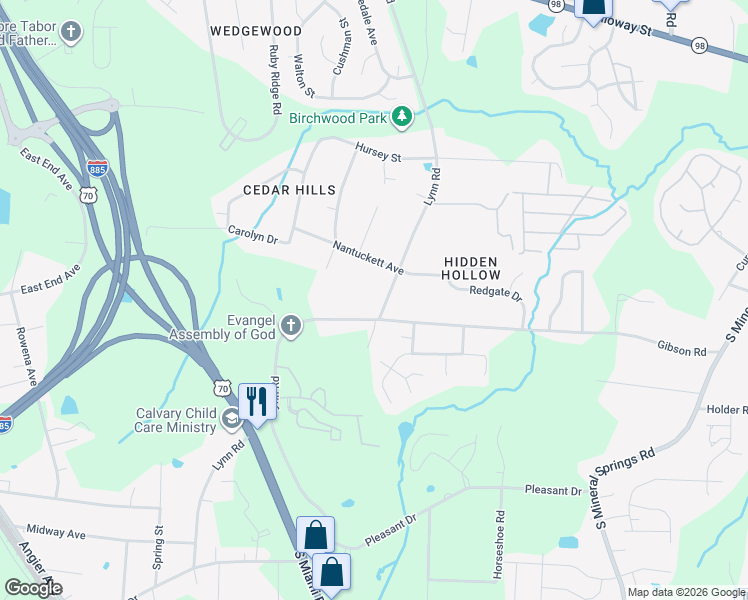 map of restaurants, bars, coffee shops, grocery stores, and more near 910 Lynn Road in Durham