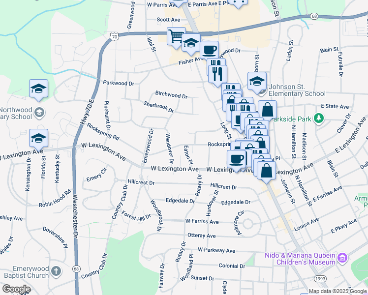 map of restaurants, bars, coffee shops, grocery stores, and more near 1311 Eaton Place in High Point