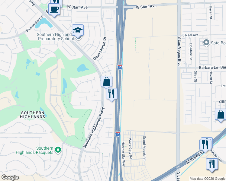 map of restaurants, bars, coffee shops, grocery stores, and more near 3073 Pawtucket Lane in Las Vegas