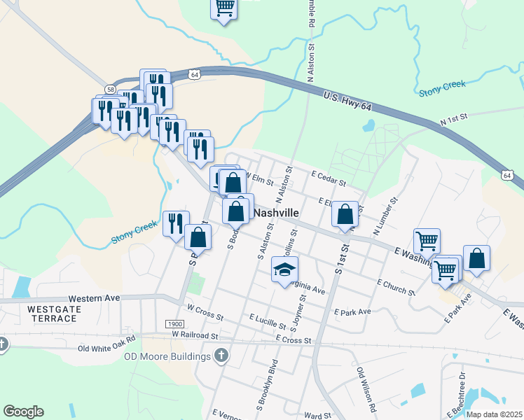 map of restaurants, bars, coffee shops, grocery stores, and more near in Momeyer