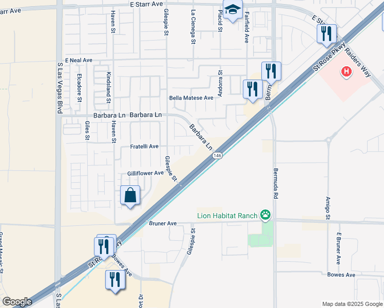 map of restaurants, bars, coffee shops, grocery stores, and more near 11842 Toto Court in Las Vegas