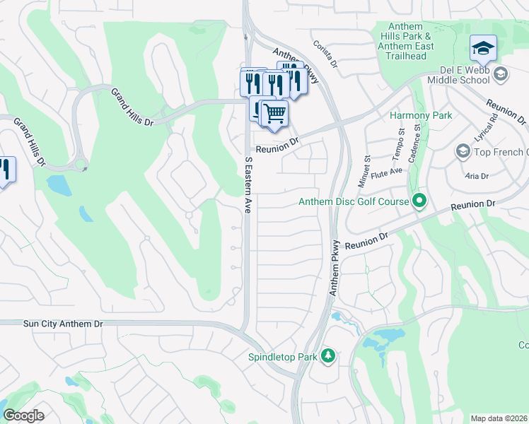map of restaurants, bars, coffee shops, grocery stores, and more near 2578 Woodson Avenue in Henderson