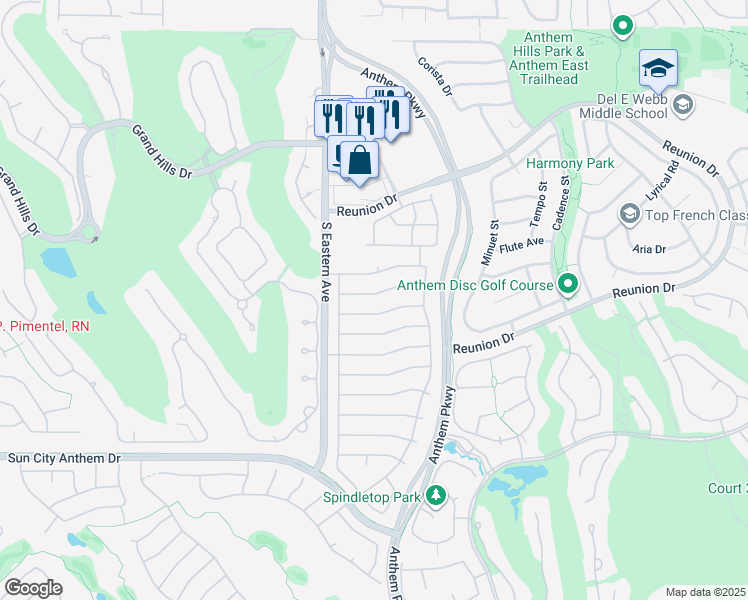 map of restaurants, bars, coffee shops, grocery stores, and more near 2565 Leighton Avenue in Henderson