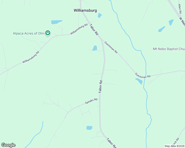 map of restaurants, bars, coffee shops, grocery stores, and more near 115 Omi Lane in Olin