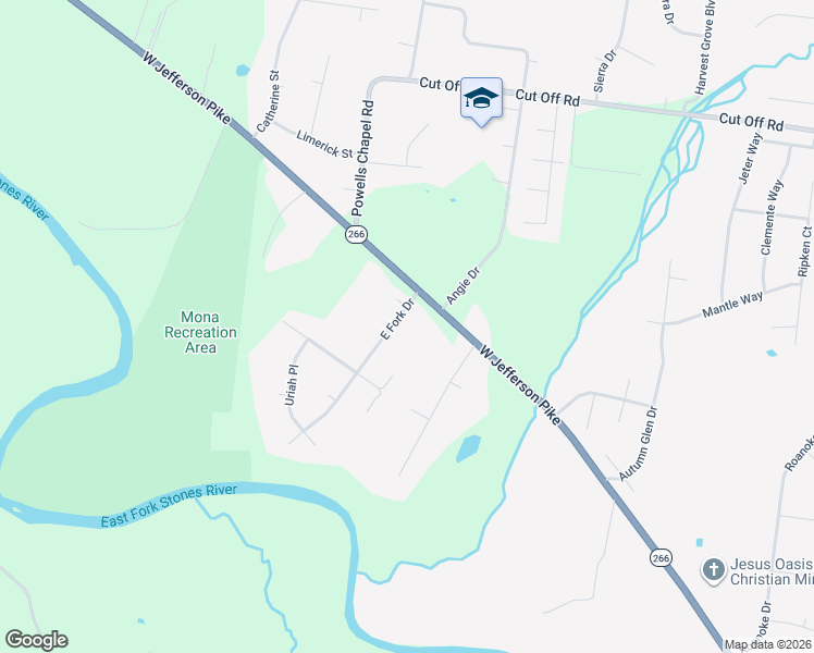 map of restaurants, bars, coffee shops, grocery stores, and more near 9642 East Fork Drive in Murfreesboro