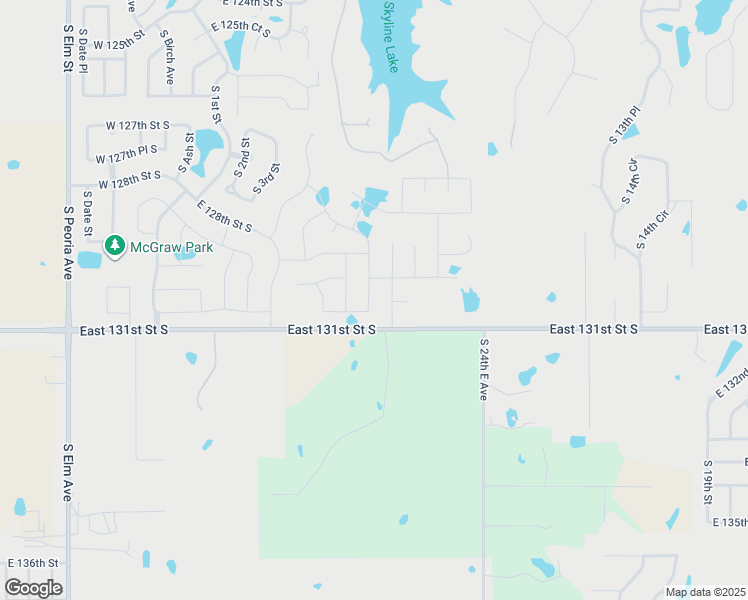 map of restaurants, bars, coffee shops, grocery stores, and more near 13015 South 5th Place in Jenks