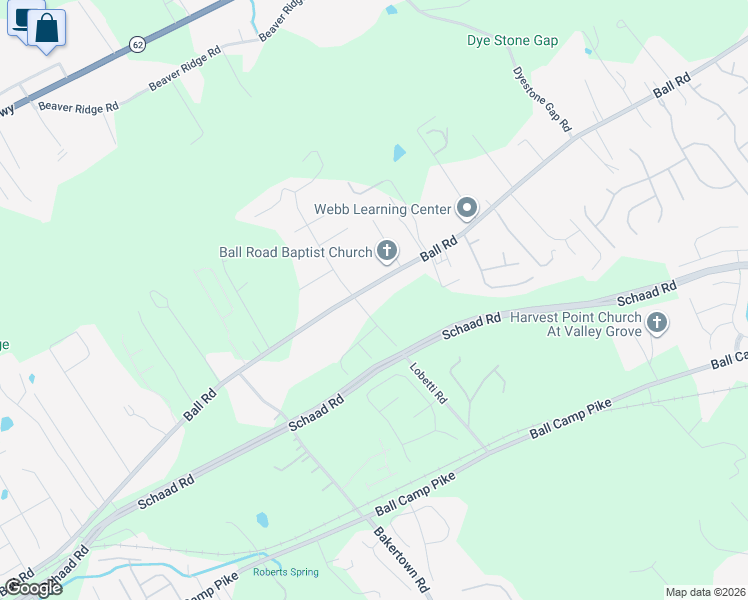 map of restaurants, bars, coffee shops, grocery stores, and more near 6500 Ball Road in Knoxville