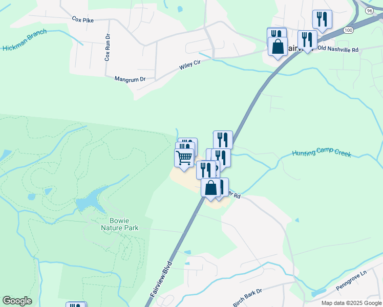 map of restaurants, bars, coffee shops, grocery stores, and more near 7048 City Center Way in Fairview