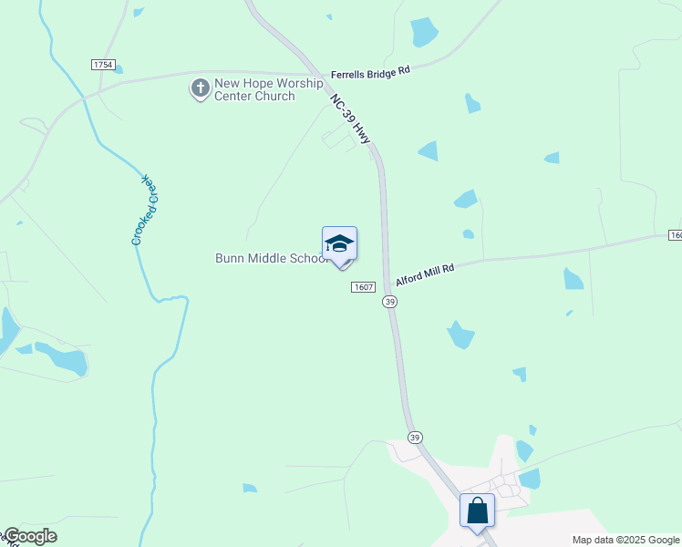 map of restaurants, bars, coffee shops, grocery stores, and more near 4742 North Carolina 39 in Bunn