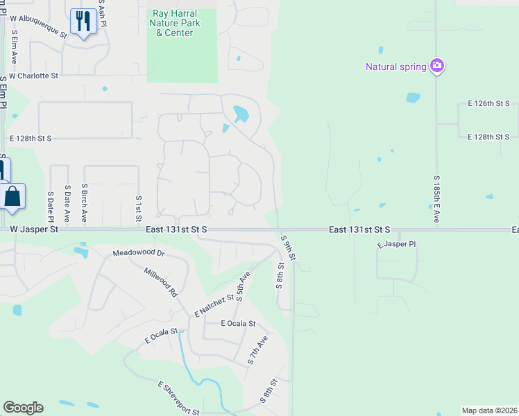 map of restaurants, bars, coffee shops, grocery stores, and more near 7816 South 7th Street, in Broken Arrow